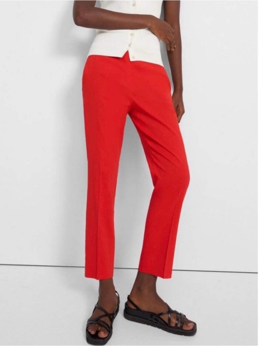 Theory Red Straight-Leg Pants